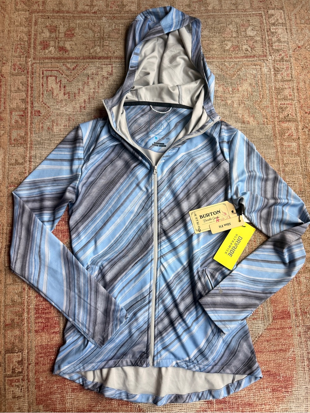 Burton Women's Blue & Gray Striped Hooded Utility Jacket
